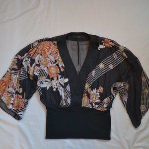 Single silk sheer printed top